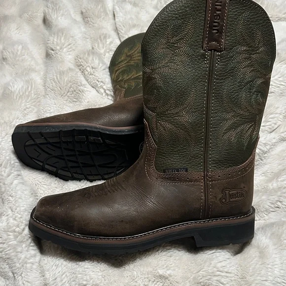 Justin Boots Dark Brown Western Boots - Picture 2 of 7